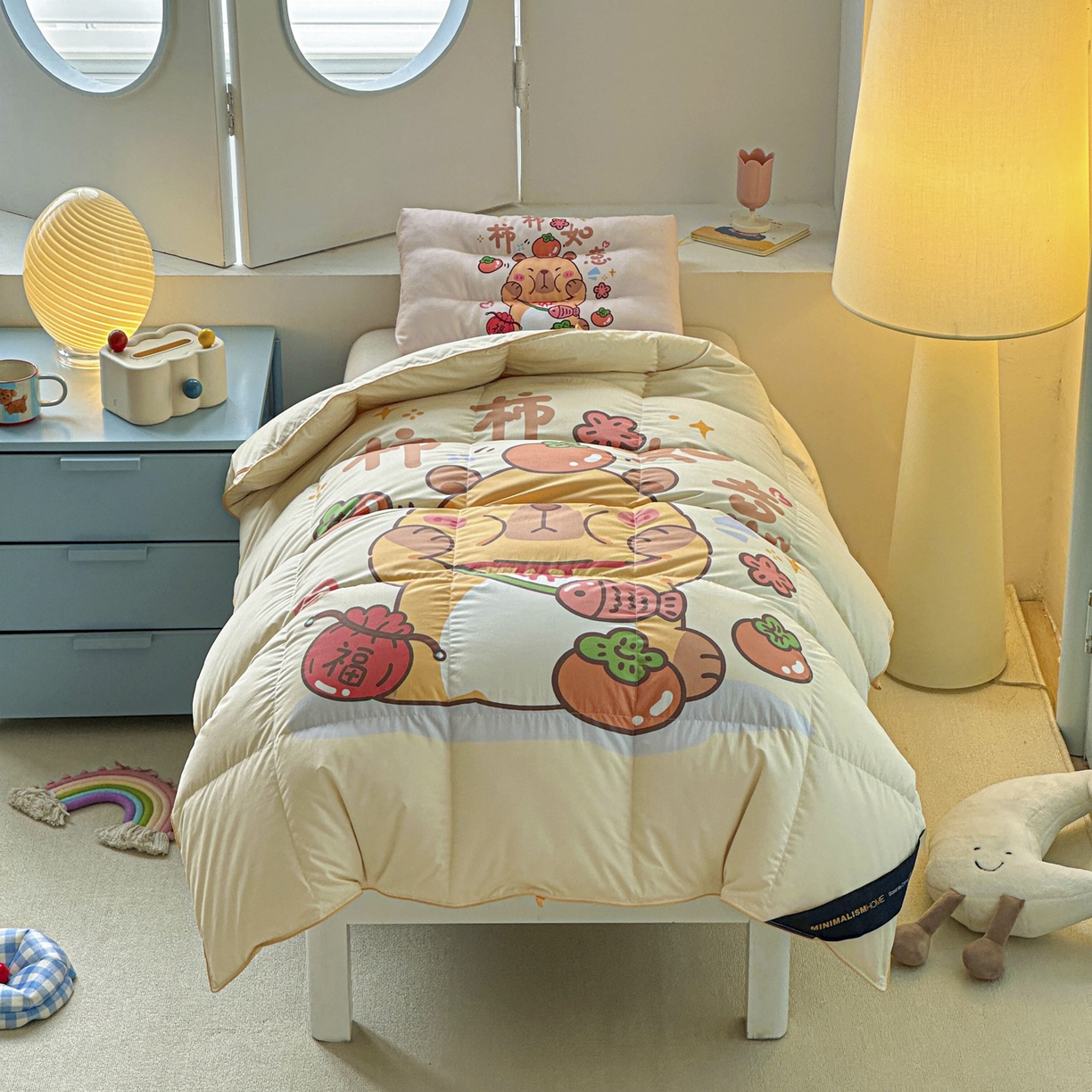 91家纺网 家纺一手货源 找家纺 暖羽屋羽绒馆 2025新款真抗菌防螨95白鸭绒儿童学生被芯羽绒被冬被婴幼儿园小被子被子被芯 柿柿如意