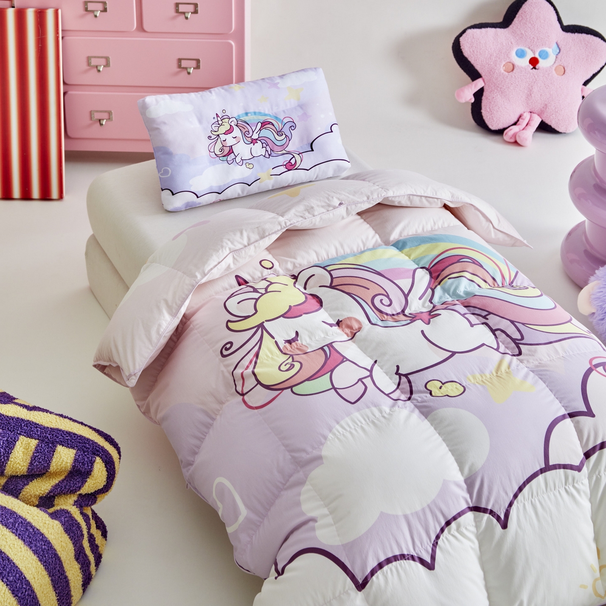 91家纺网 家纺一手货源 找家纺 暖羽屋羽绒馆 2025新款真抗菌防螨95白鸭绒儿童学生被芯羽绒被冬被婴幼儿园小被子被子被芯 云端小马儿2