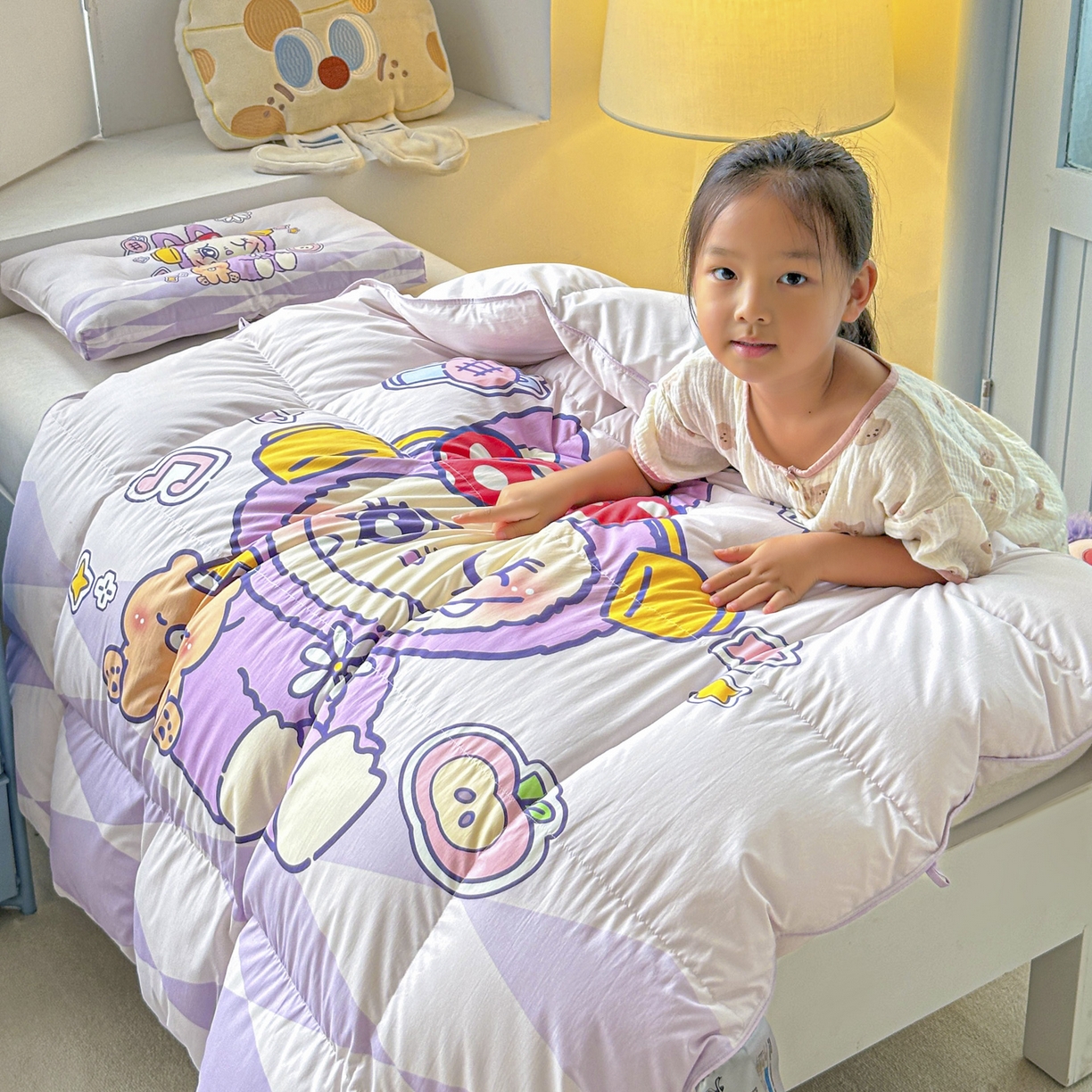 91家纺网 家纺一手货源 找家纺 暖羽屋羽绒馆 2025新款真抗菌防螨95白鸭绒儿童学生被芯羽绒被冬被婴幼儿园小被子被子被芯 紫色拉布尔