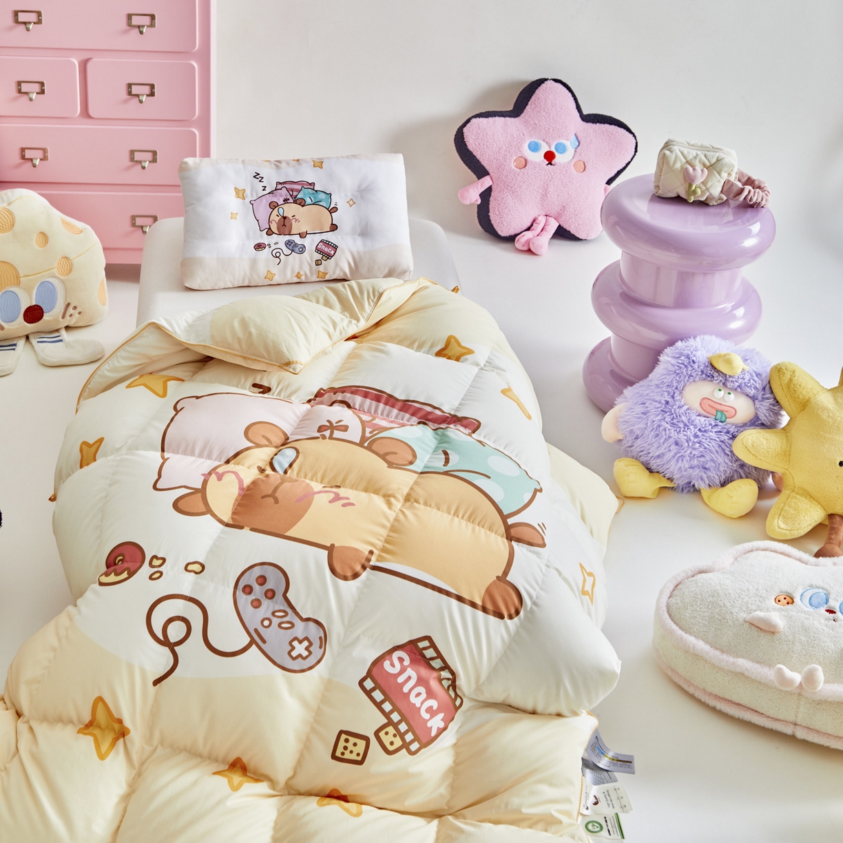 91家纺网 家纺一手货源 找家纺 暖羽屋羽绒馆 2025新款真抗菌防螨95白鸭绒儿童学生被芯羽绒被冬被婴幼儿园小被子被子被芯 放假的快乐