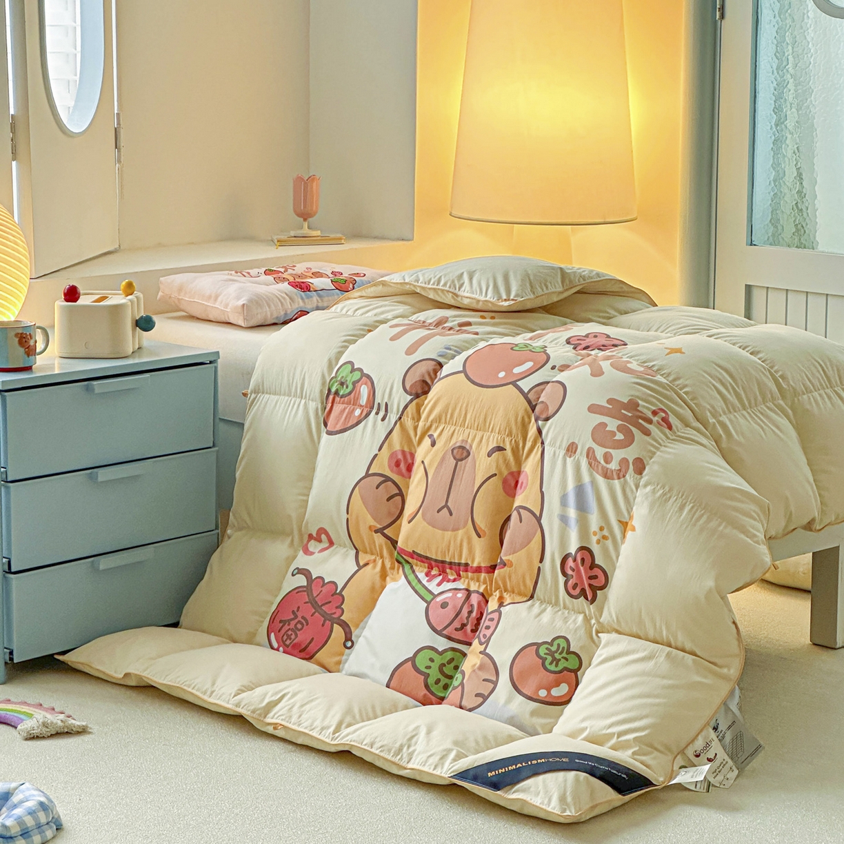 91家纺网 家纺一手货源 找家纺 暖羽屋羽绒馆 2025新款真抗菌防螨95白鸭绒儿童学生被芯羽绒被冬被婴幼儿园小被子被子被芯 柿柿如意