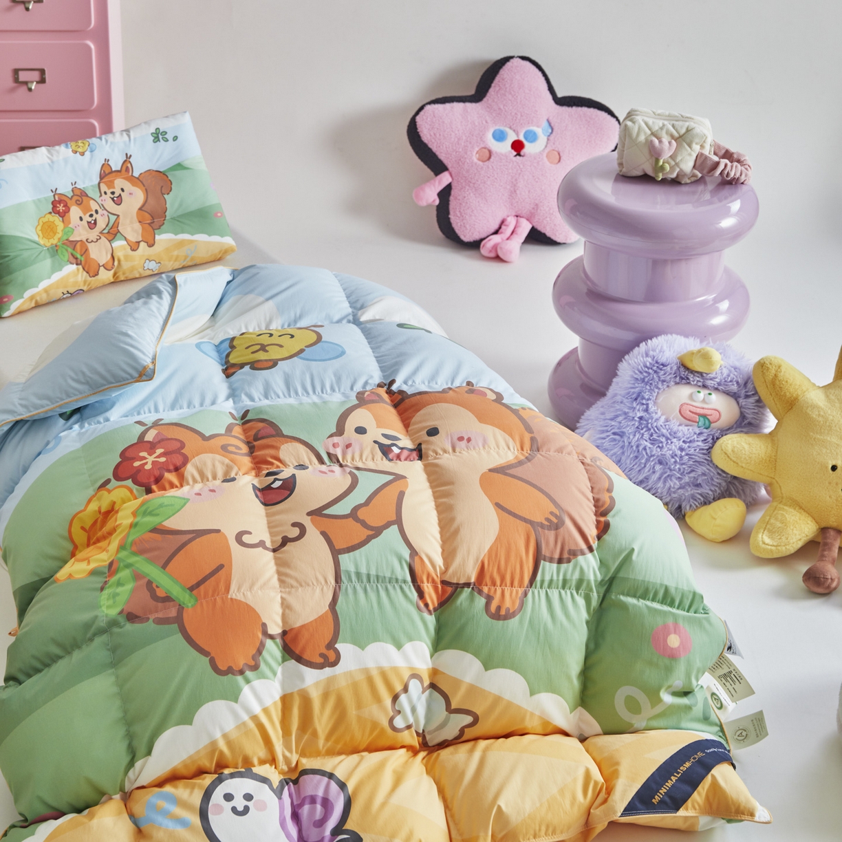 91家纺网 家纺一手货源 找家纺 暖羽屋羽绒馆 2025新款真抗菌防螨95白鸭绒儿童学生被芯羽绒被冬被婴幼儿园小被子被子被芯 两只松鼠2
