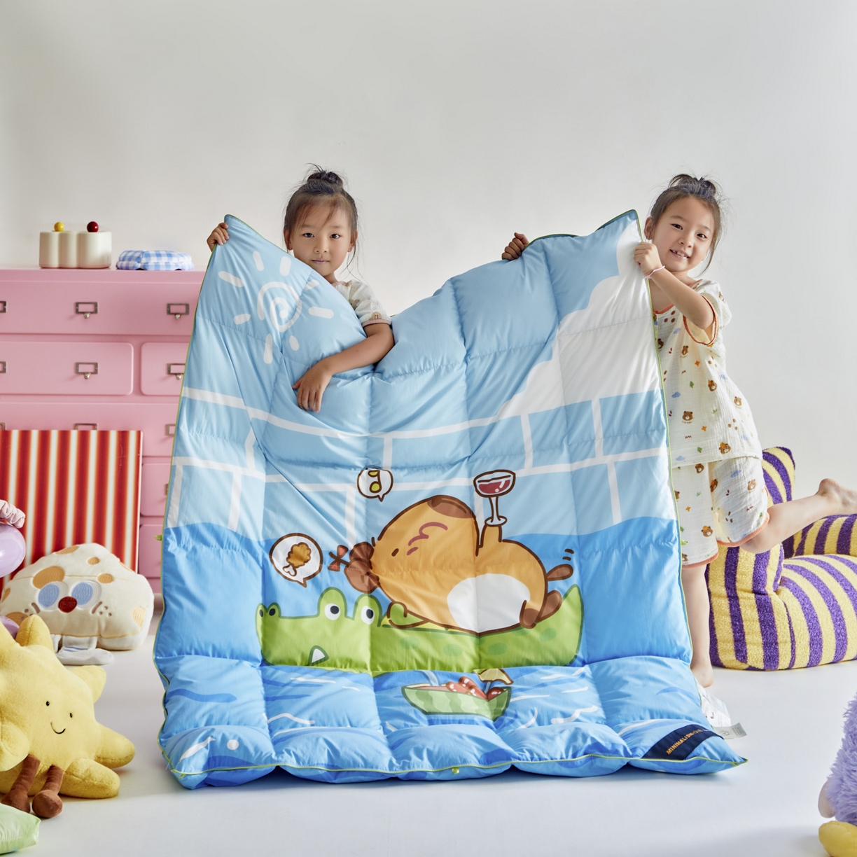 91家纺网 家纺一手货源 找家纺 暖羽屋羽绒馆 2025新款真抗菌防螨95白鸭绒儿童学生被芯羽绒被冬被婴幼儿园小被子被子被芯 鱼鼠同乐