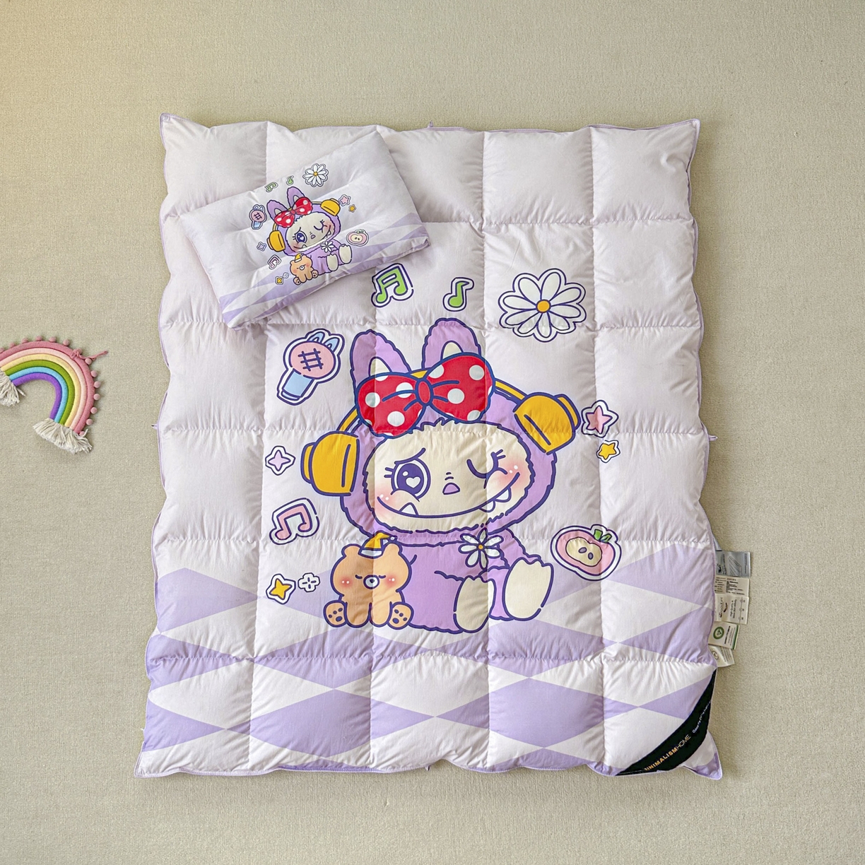 91家纺网 家纺一手货源 找家纺 暖羽屋羽绒馆 2025新款真抗菌防螨95白鸭绒儿童学生被芯羽绒被冬被婴幼儿园小被子被子被芯 紫色拉布尔