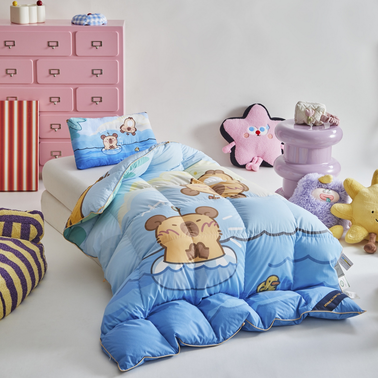 91家纺网 家纺一手货源 找家纺 暖羽屋羽绒馆 2025新款真抗菌防螨95白鸭绒儿童学生被芯羽绒被冬被婴幼儿园小被子被子被芯 鱼鼠同乐2