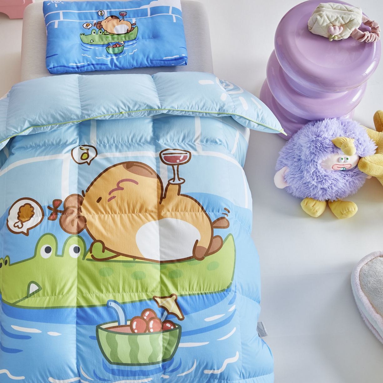 91家纺网 家纺一手货源 找家纺 暖羽屋羽绒馆 2025新款真抗菌防螨95白鸭绒儿童学生被芯羽绒被冬被婴幼儿园小被子被子被芯 鱼鼠同乐