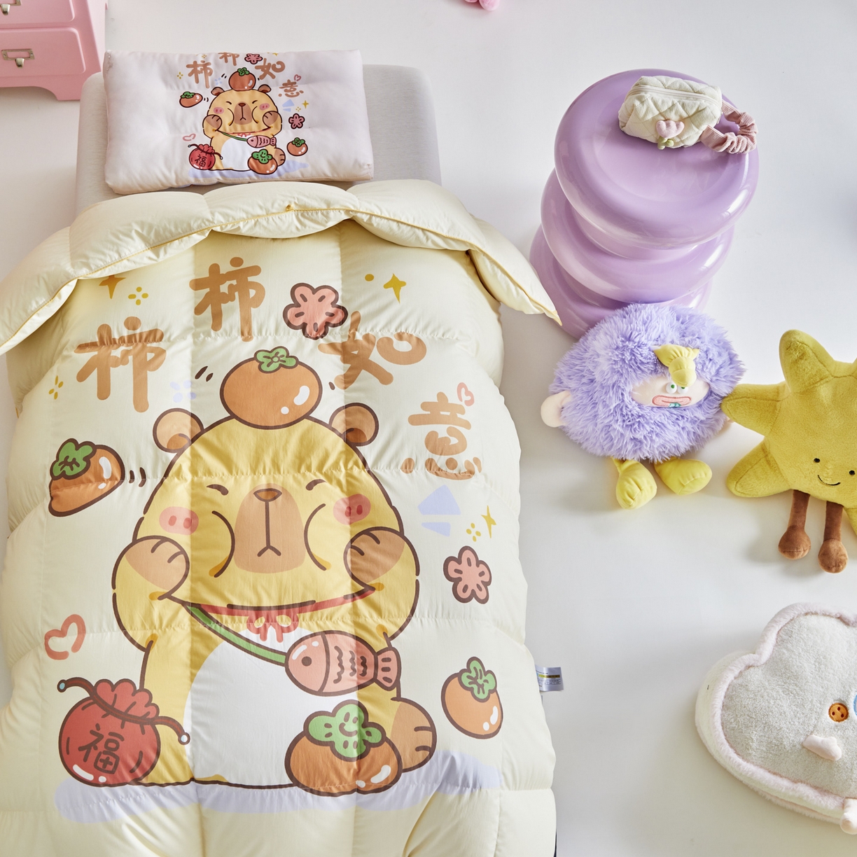 91家纺网 家纺一手货源 找家纺 暖羽屋羽绒馆 2025新款真抗菌防螨95白鸭绒儿童学生被芯羽绒被冬被婴幼儿园小被子被子被芯 柿柿如意2