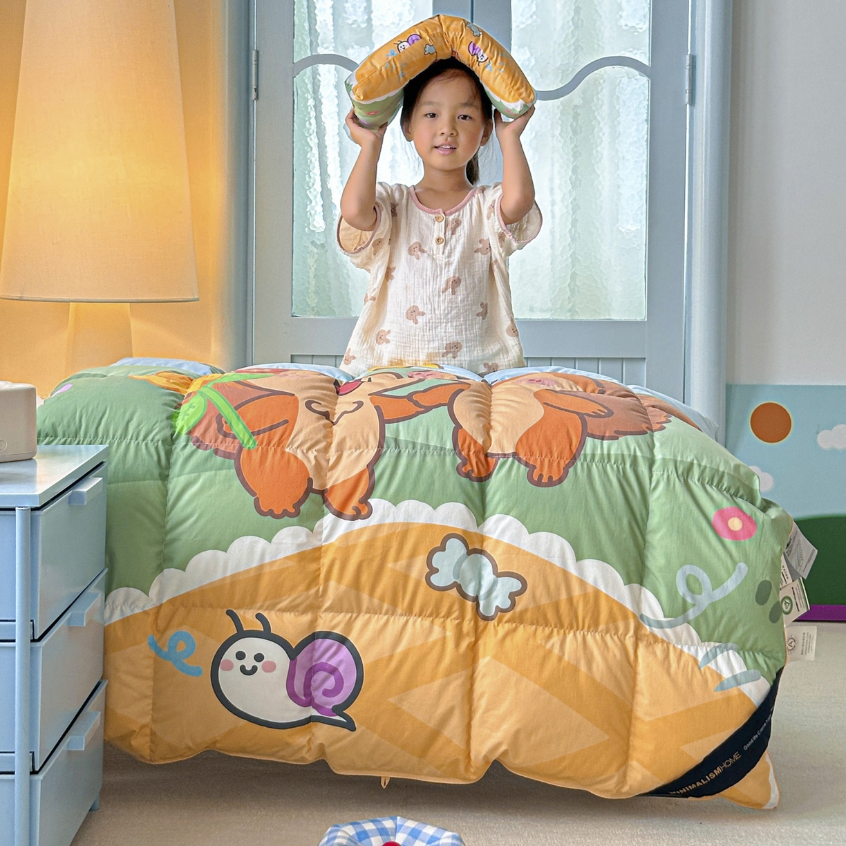 91家纺网 家纺一手货源 找家纺 暖羽屋羽绒馆 2025新款真抗菌防螨95白鸭绒儿童学生被芯羽绒被冬被婴幼儿园小被子被子被芯 两只松鼠