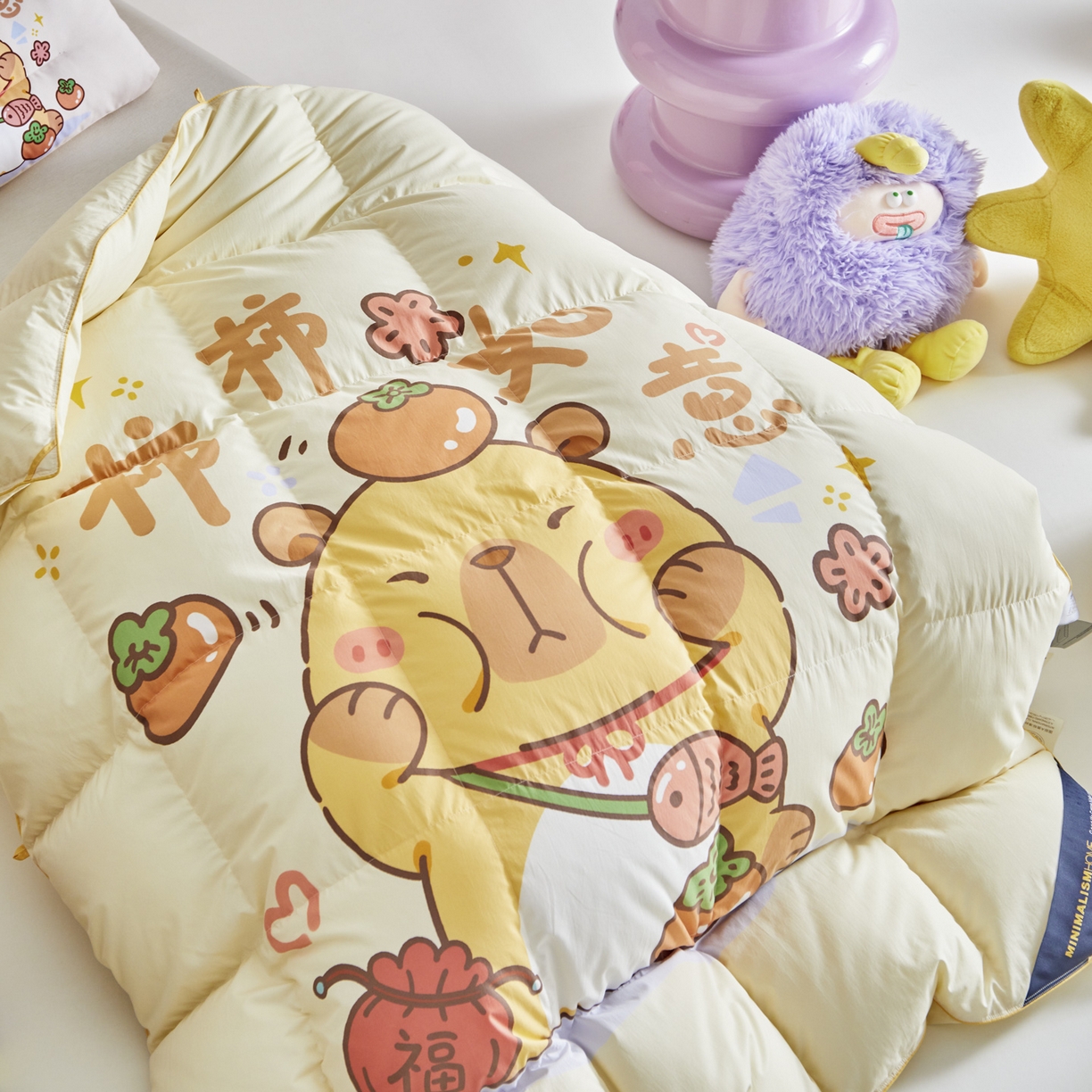 91家纺网 家纺一手货源 找家纺 暖羽屋羽绒馆 2025新款真抗菌防螨95白鸭绒儿童学生被芯羽绒被冬被婴幼儿园小被子被子被芯 柿柿如意2