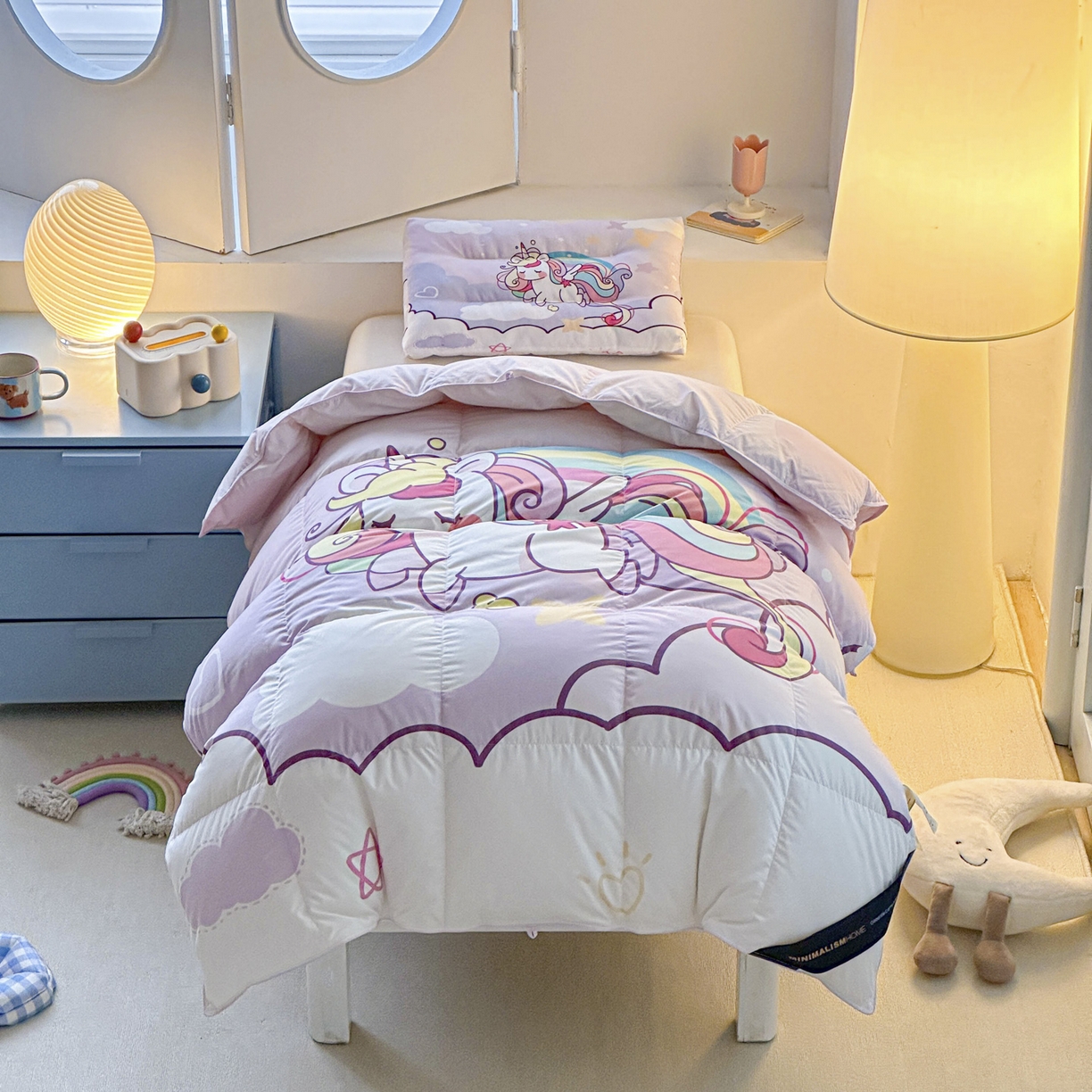 91家纺网 家纺一手货源 找家纺 暖羽屋羽绒馆 2025新款真抗菌防螨95白鸭绒儿童学生被芯羽绒被冬被婴幼儿园小被子被子被芯 云端小马儿