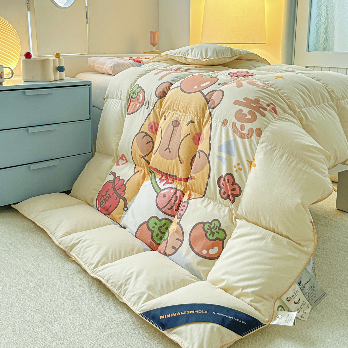 91家纺网 家纺一手货源 找家纺 暖羽屋羽绒馆 2025新款真抗菌防螨95白鸭绒儿童学生被芯羽绒被冬被婴幼儿园小被子被子被芯 柿柿如意