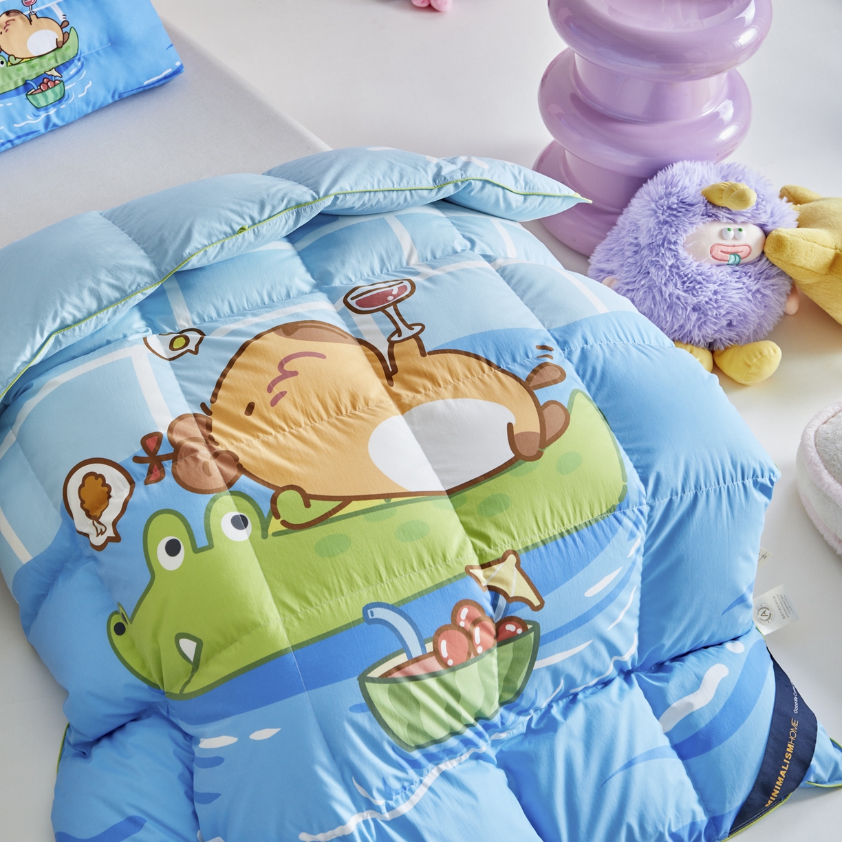 91家纺网 家纺一手货源 找家纺 暖羽屋羽绒馆 2025新款真抗菌防螨95白鸭绒儿童学生被芯羽绒被冬被婴幼儿园小被子被子被芯 鱼鼠同乐