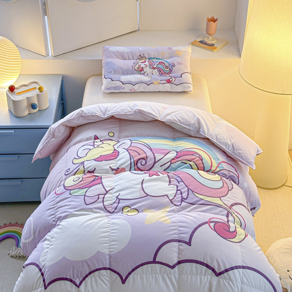 91家纺网 家纺一手货源 找家纺 暖羽屋羽绒馆 2025新款真抗菌防螨95白鸭绒儿童学生被芯羽绒被冬被婴幼儿园小被子被子被芯 云端小马儿