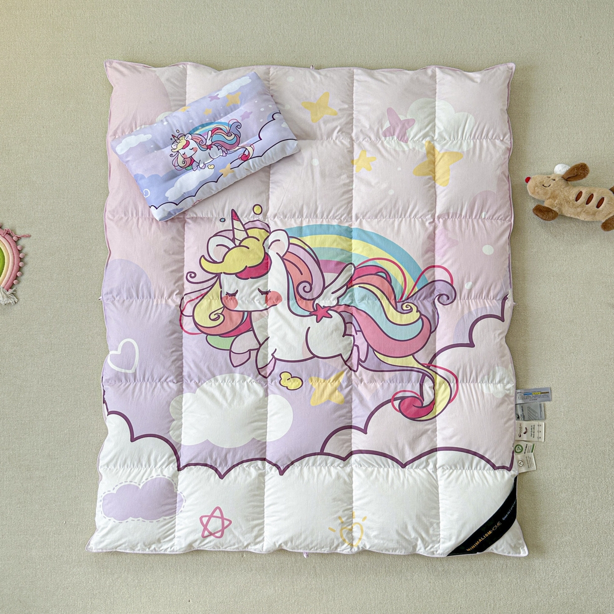 91家纺网 家纺一手货源 找家纺 暖羽屋羽绒馆 2025新款真抗菌防螨95白鸭绒儿童学生被芯羽绒被冬被婴幼儿园小被子被子被芯 云端小马儿