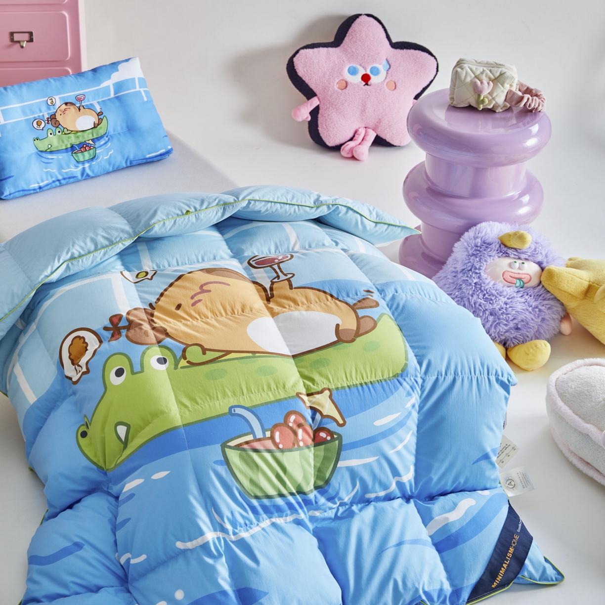 91家纺网 家纺一手货源 找家纺 暖羽屋羽绒馆 2025新款真抗菌防螨95白鸭绒儿童学生被芯羽绒被冬被婴幼儿园小被子被子被芯 鱼鼠同乐