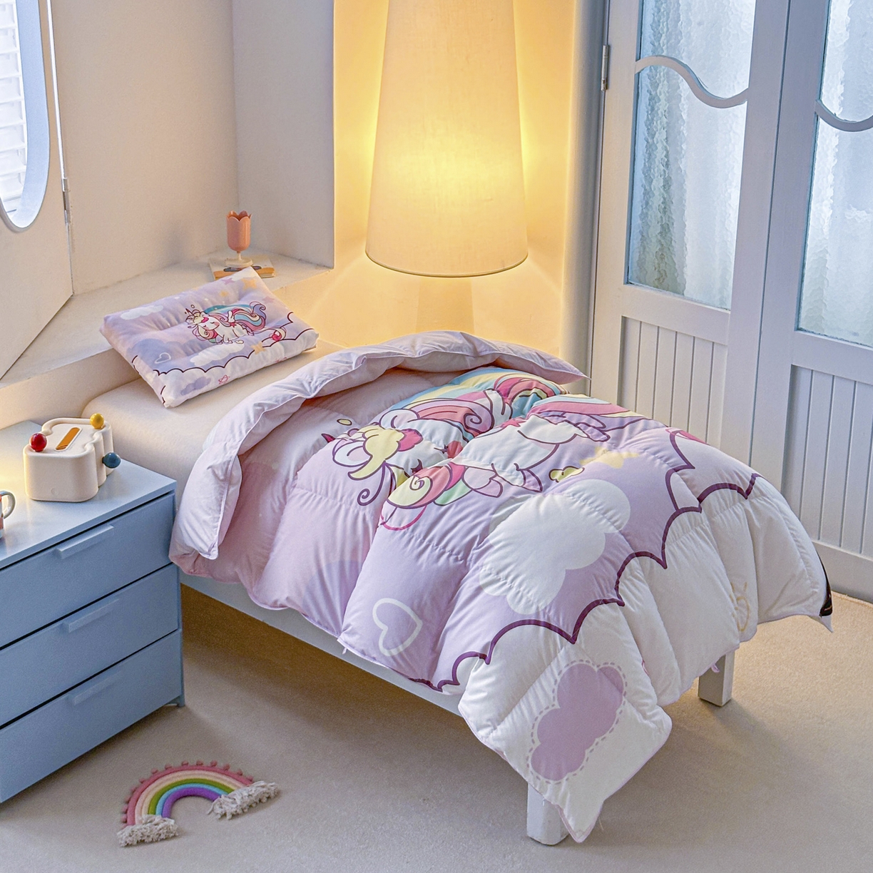 91家纺网 家纺一手货源 找家纺 暖羽屋羽绒馆 2025新款真抗菌防螨95白鸭绒儿童学生被芯羽绒被冬被婴幼儿园小被子被子被芯 云端小马儿