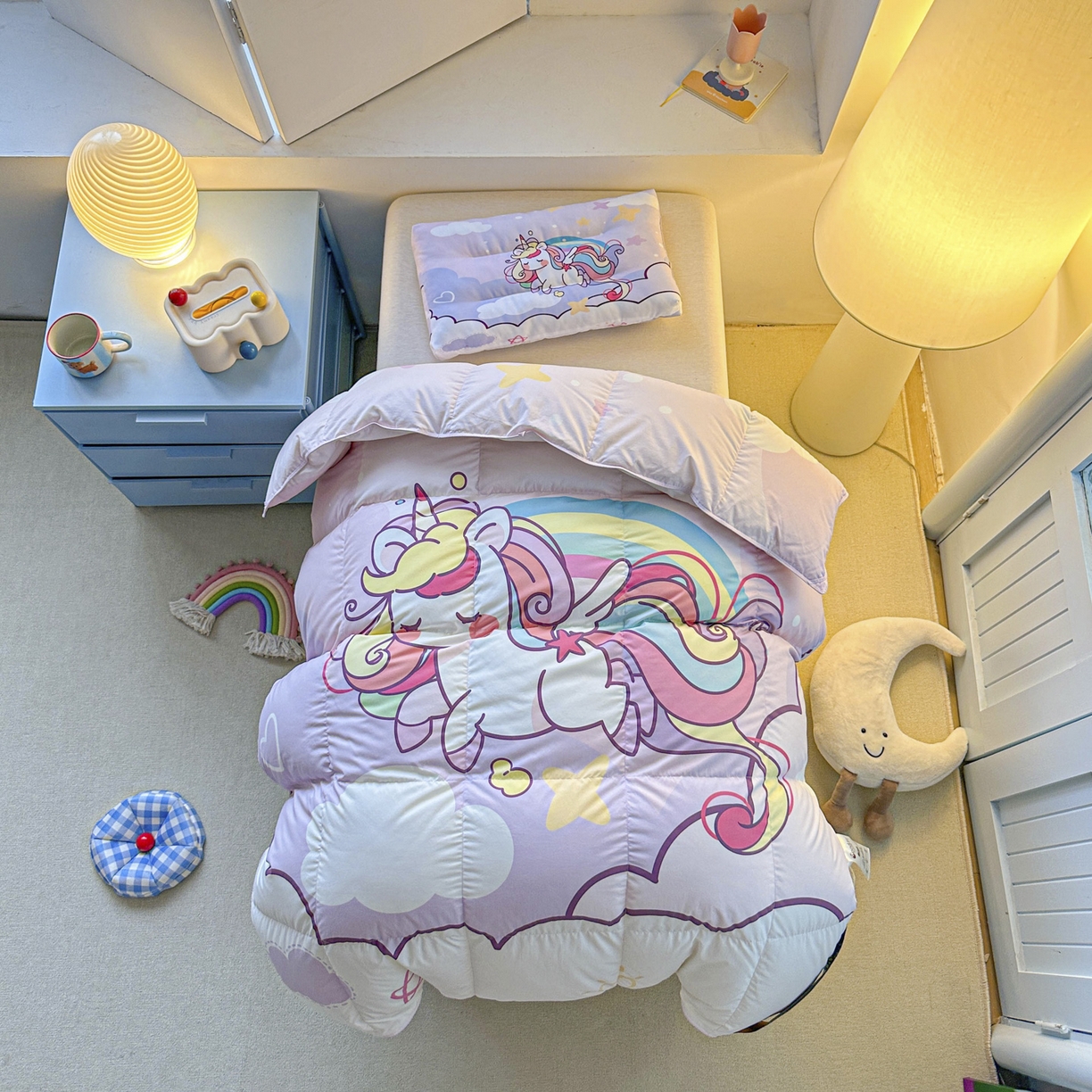 91家纺网 家纺一手货源 找家纺 暖羽屋羽绒馆 2025新款真抗菌防螨95白鸭绒儿童学生被芯羽绒被冬被婴幼儿园小被子被子被芯 云端小马儿