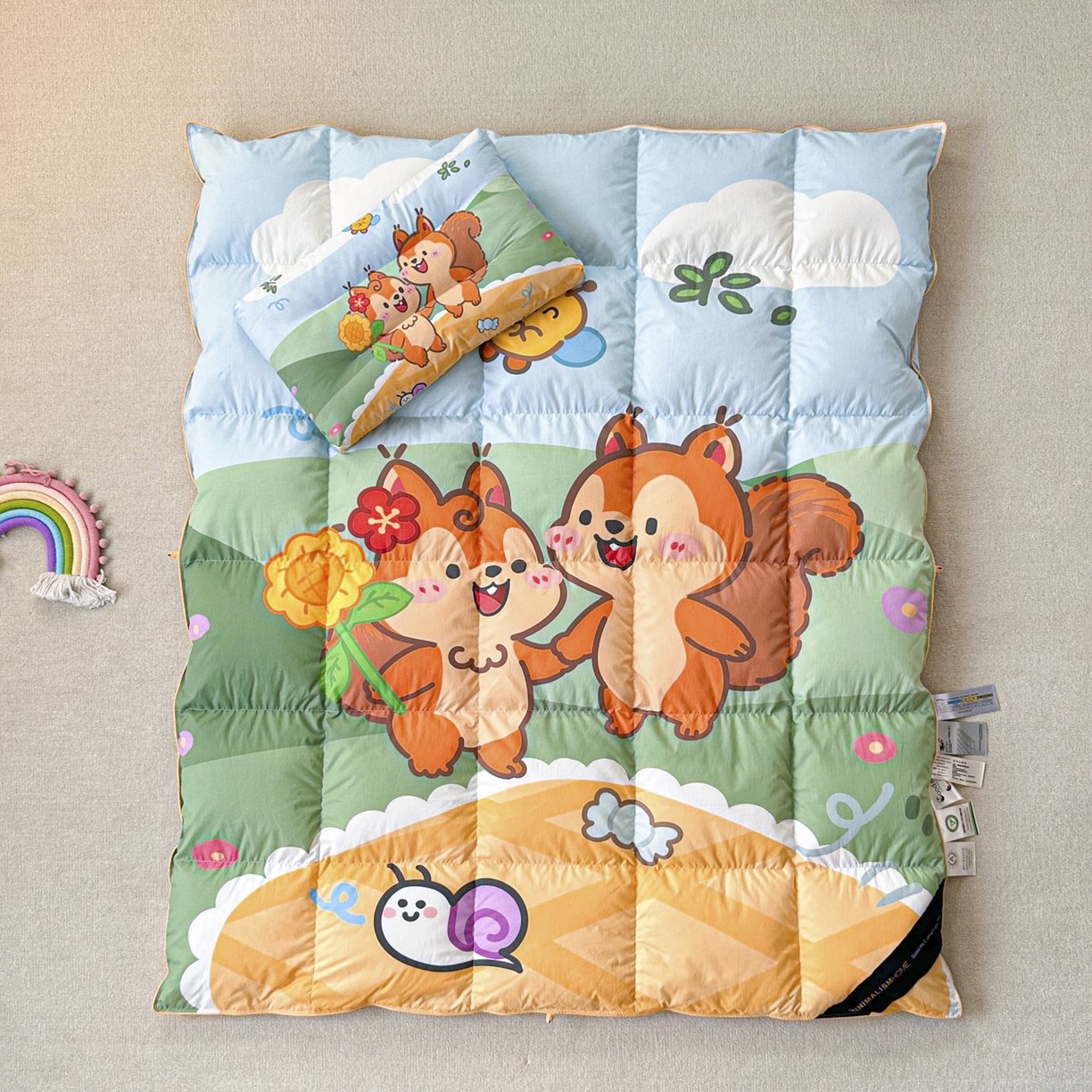 91家纺网 家纺一手货源 找家纺 暖羽屋羽绒馆 2025新款真抗菌防螨95白鸭绒儿童学生被芯羽绒被冬被婴幼儿园小被子被子被芯 两只松鼠