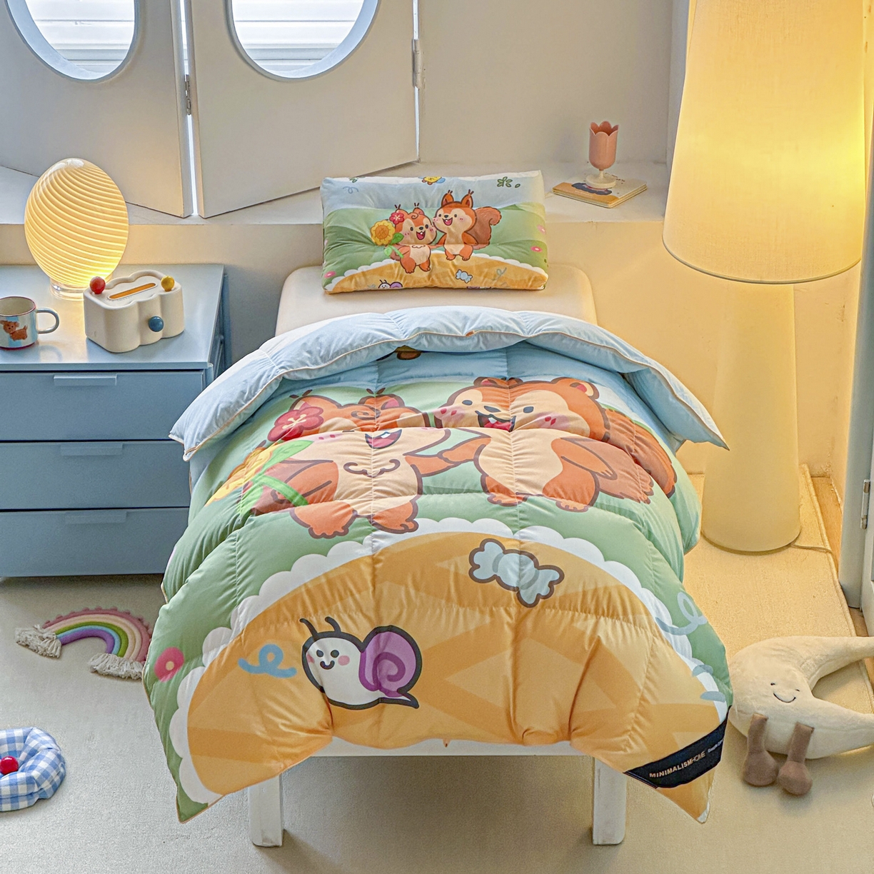 91家纺网 家纺一手货源 找家纺 暖羽屋羽绒馆 2025新款真抗菌防螨95白鸭绒儿童学生被芯羽绒被冬被婴幼儿园小被子被子被芯 两只松鼠