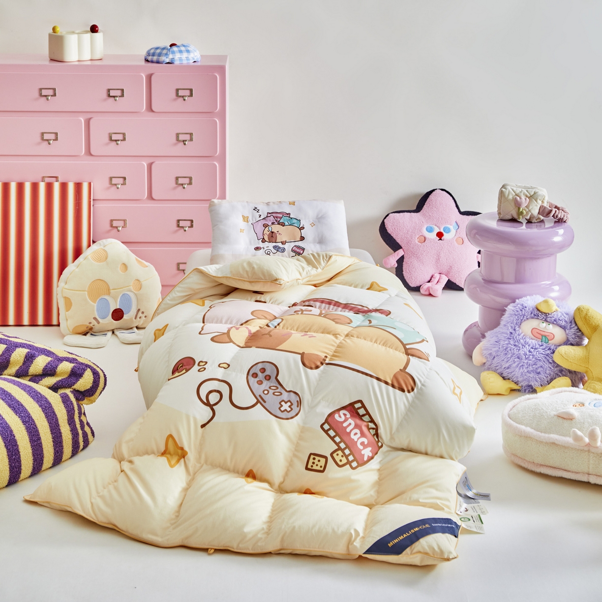 91家纺网 家纺一手货源 找家纺 暖羽屋羽绒馆 2025新款真抗菌防螨95白鸭绒儿童学生被芯羽绒被冬被婴幼儿园小被子被子被芯 放假的快乐