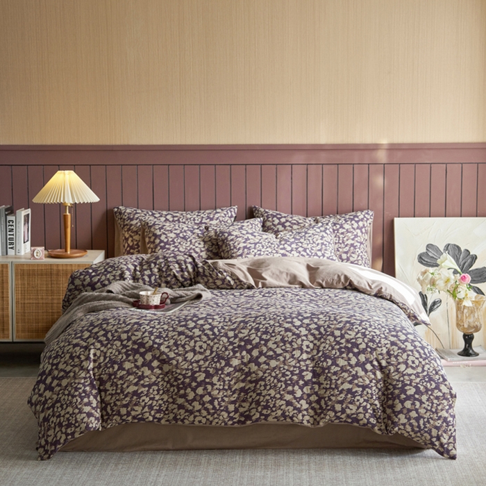 91家纺网 家纺一手货源 找家纺 宜代光年 2025新款彩色色织大提花纱布四件套 弥初-蓝