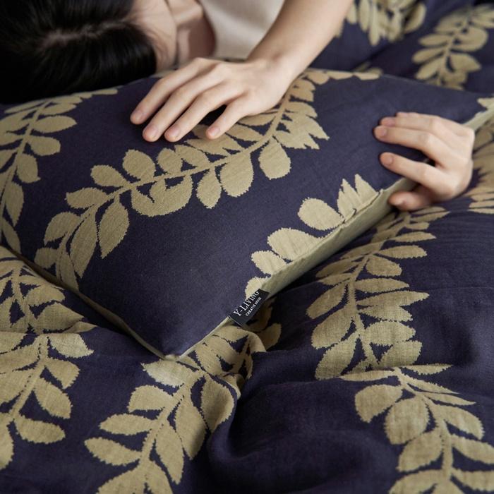 91家纺网 家纺一手货源 找家纺 宜代光年 2025新款彩色色织大提花纱布四件套 南洛枝