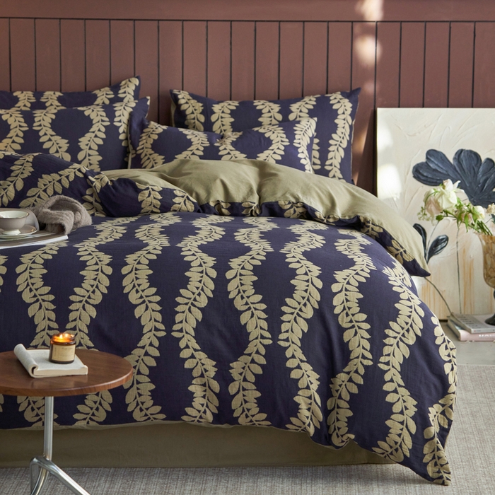 91家纺网 家纺一手货源 找家纺 宜代光年 2025新款彩色色织大提花纱布四件套 南洛枝