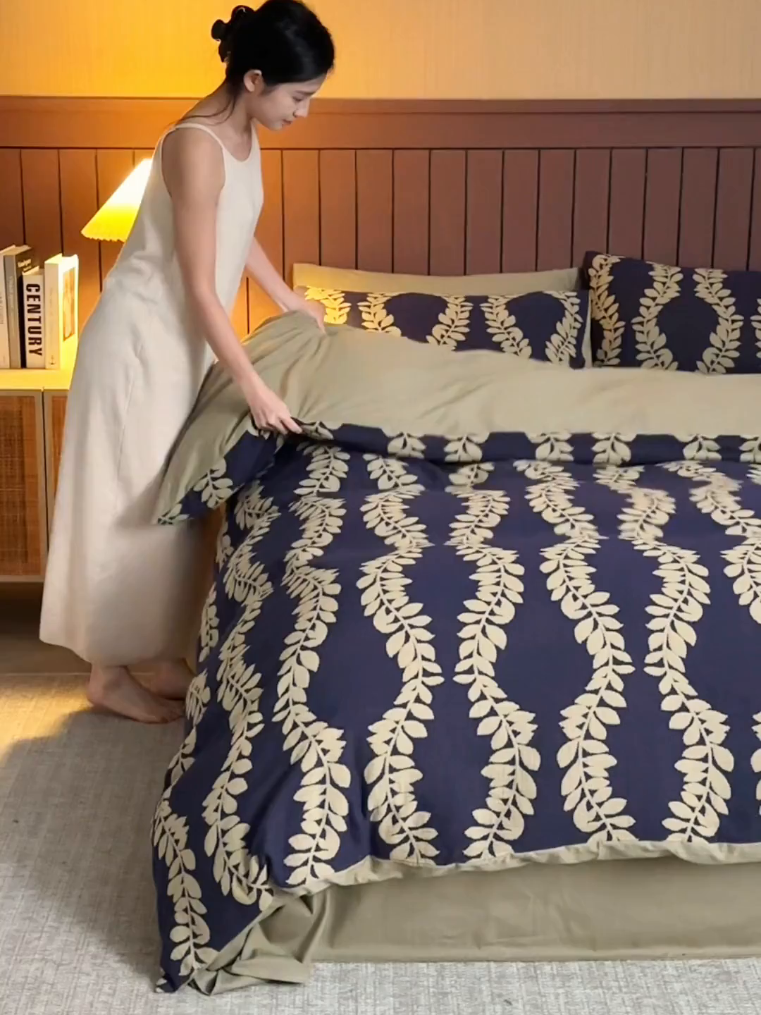 91家纺网 家纺一手货源 找家纺 宜代光年 2025新款彩色色织大提花纱布四件套 南洛枝