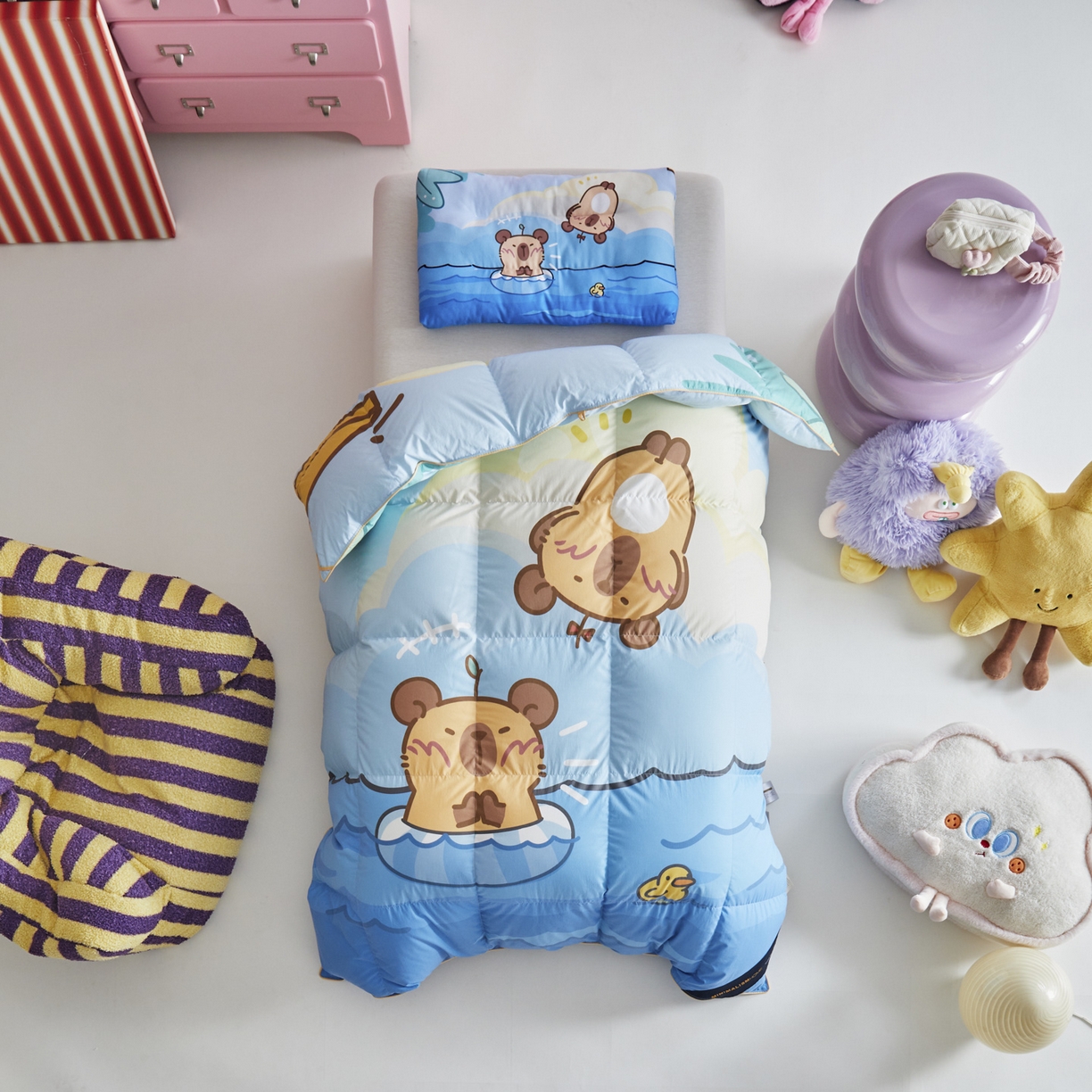 91家纺网 家纺一手货源 找家纺 暖羽屋羽绒馆 2025新款真抗菌防螨95白鸭绒儿童学生被芯羽绒被冬被婴幼儿园小被子被子被芯 鱼鼠同乐2