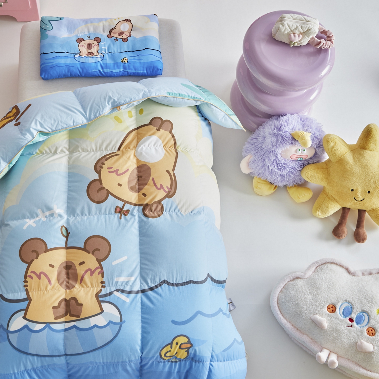 91家纺网 家纺一手货源 找家纺 暖羽屋羽绒馆 2025新款真抗菌防螨95白鸭绒儿童学生被芯羽绒被冬被婴幼儿园小被子被子被芯 鱼鼠同乐2