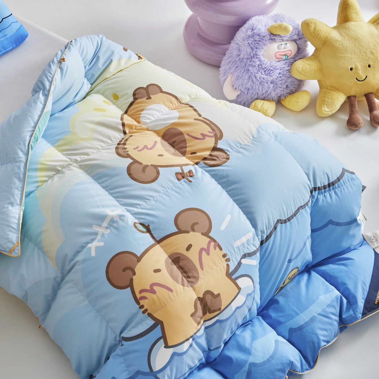 91家纺网 家纺一手货源 找家纺 暖羽屋羽绒馆 2025新款真抗菌防螨95白鸭绒儿童学生被芯羽绒被冬被婴幼儿园小被子被子被芯 鱼鼠同乐2