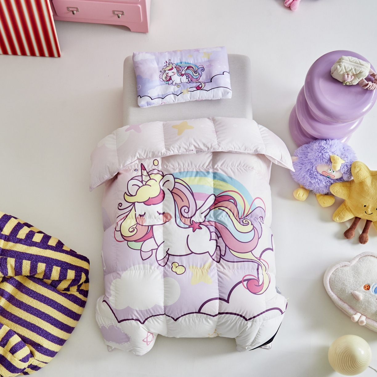 91家纺网 家纺一手货源 找家纺 暖羽屋羽绒馆 2025新款真抗菌防螨95白鸭绒儿童学生被芯羽绒被冬被婴幼儿园小被子被子被芯 云端小马儿2