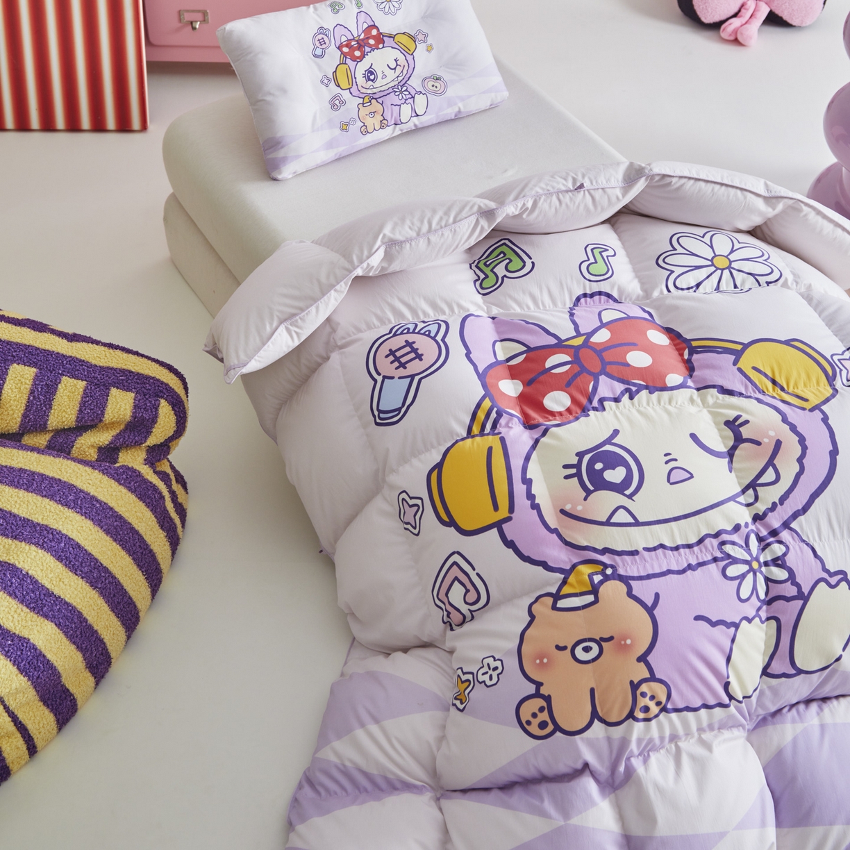 91家纺网 家纺一手货源 找家纺 暖羽屋羽绒馆 2025新款真抗菌防螨95白鸭绒儿童学生被芯羽绒被冬被婴幼儿园小被子被子被芯 紫色拉布尔2