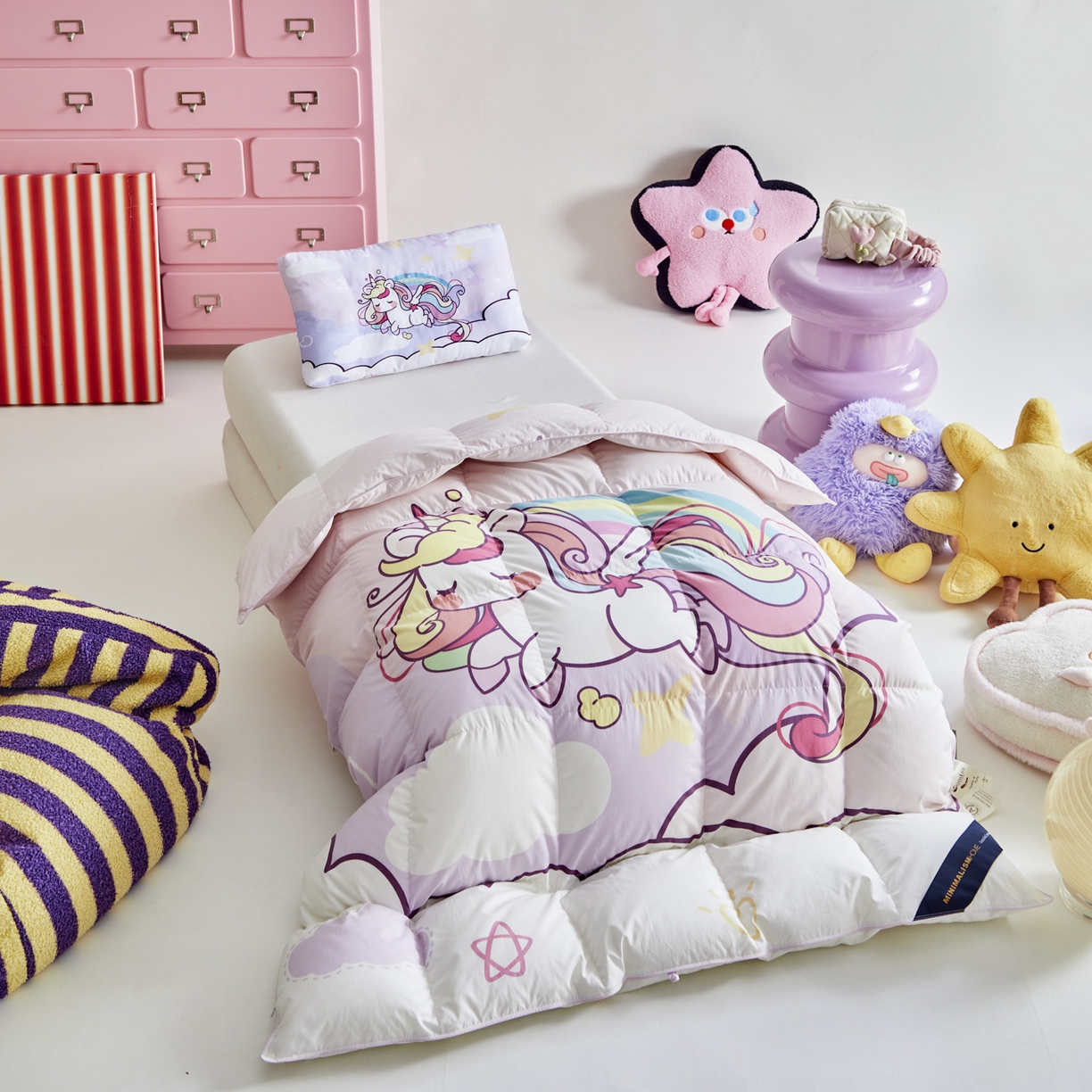 91家纺网 家纺一手货源 找家纺 暖羽屋羽绒馆 2025新款真抗菌防螨95白鸭绒儿童学生被芯羽绒被冬被婴幼儿园小被子被子被芯 云端小马儿2