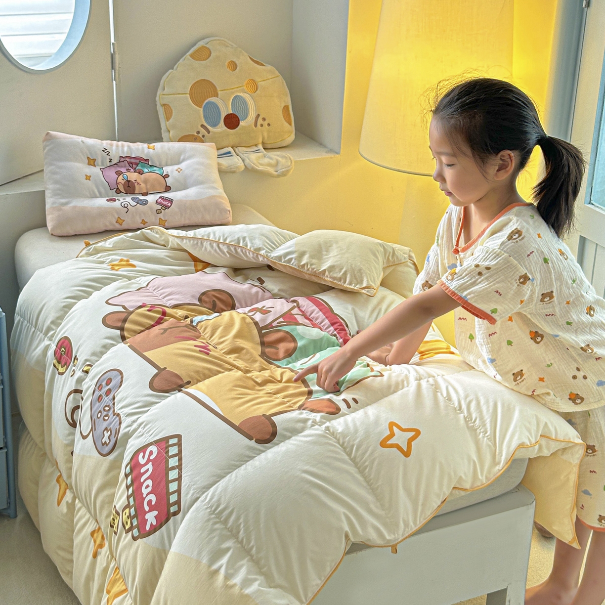 91家纺网 家纺一手货源 找家纺 暖羽屋羽绒馆 2025新款真抗菌防螨95白鸭绒儿童学生被芯羽绒被冬被婴幼儿园小被子被子被芯 放假的快乐2