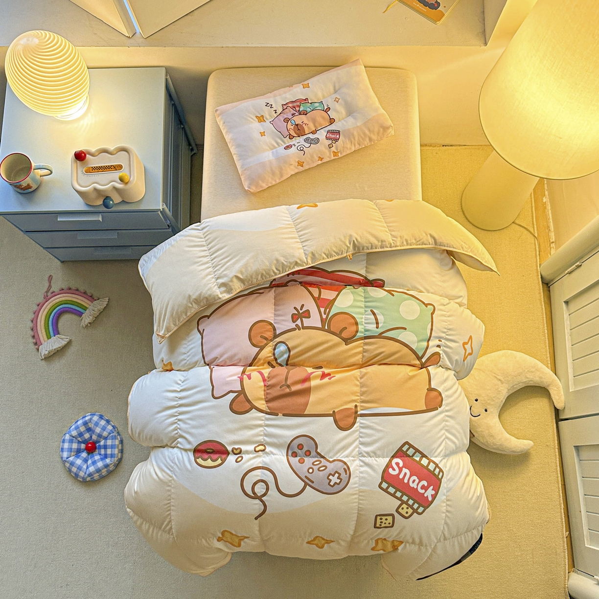 91家纺网 家纺一手货源 找家纺 暖羽屋羽绒馆 2025新款真抗菌防螨95白鸭绒儿童学生被芯羽绒被冬被婴幼儿园小被子被子被芯 放假的快乐2