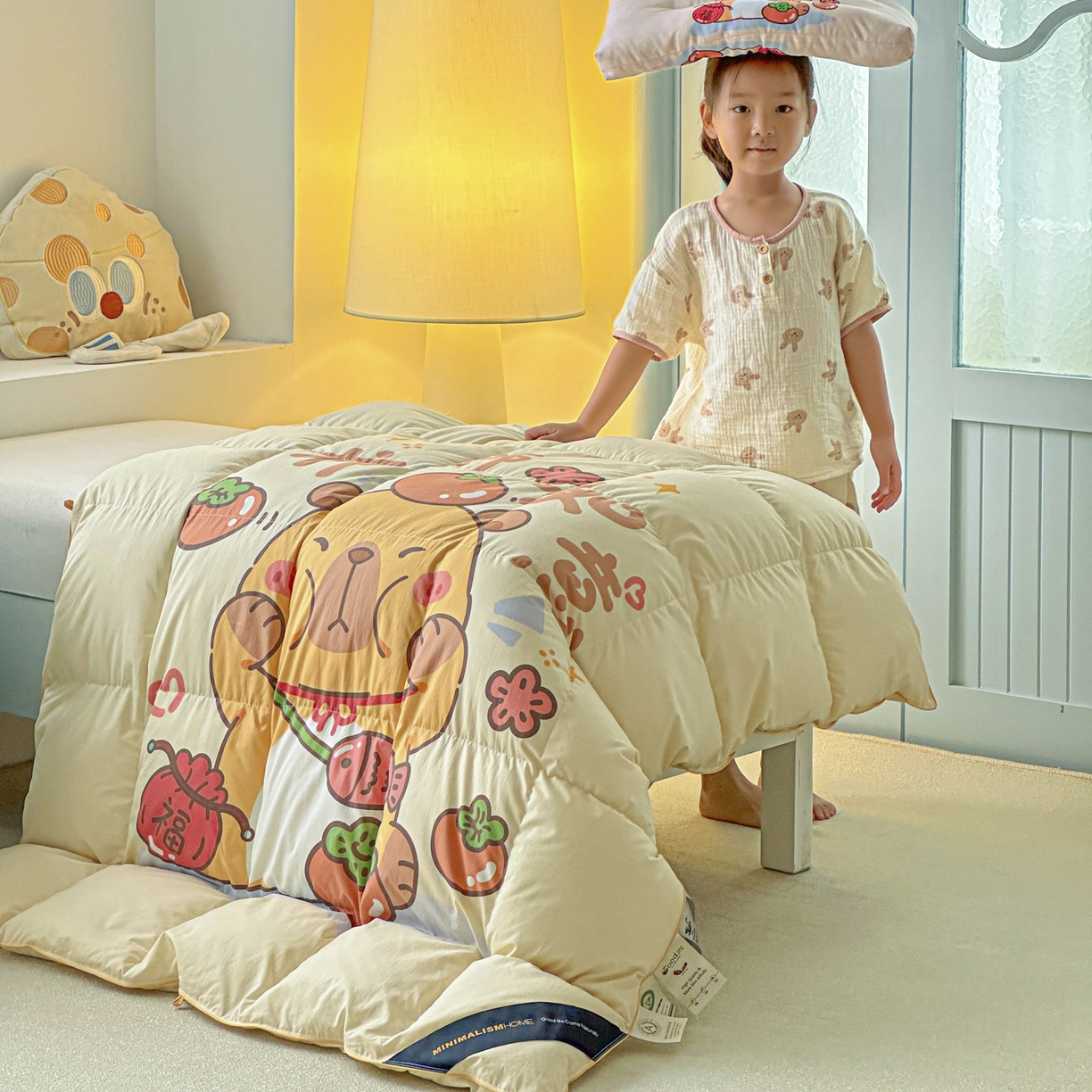 91家纺网 家纺一手货源 找家纺 暖羽屋羽绒馆 2025新款真抗菌防螨95白鸭绒儿童学生被芯羽绒被冬被婴幼儿园小被子被子被芯 柿柿如意