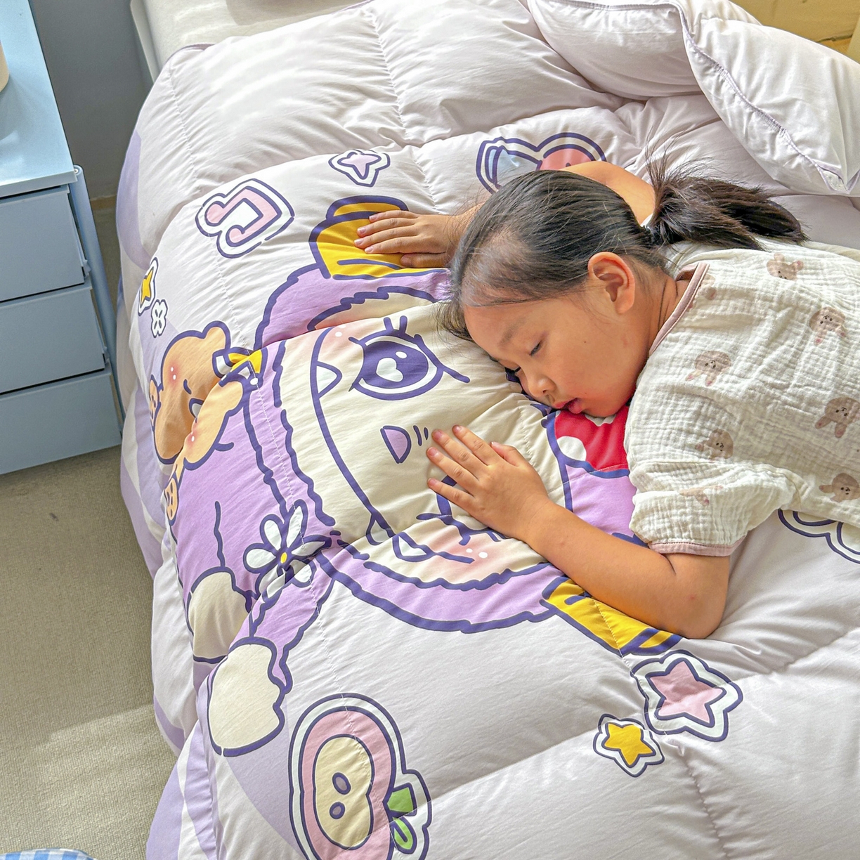 91家纺网 家纺一手货源 找家纺 暖羽屋羽绒馆 2025新款真抗菌防螨95白鸭绒儿童学生被芯羽绒被冬被婴幼儿园小被子被子被芯 紫色拉布尔