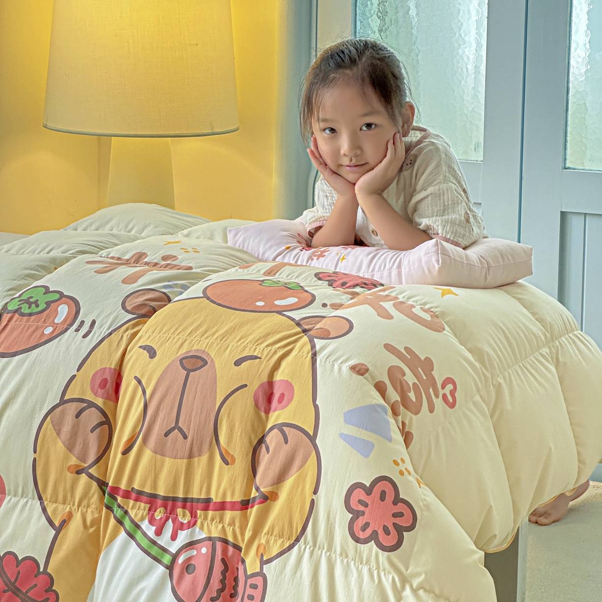 91家纺网 家纺一手货源 找家纺 暖羽屋羽绒馆 2025新款真抗菌防螨95白鸭绒儿童学生被芯羽绒被冬被婴幼儿园小被子被子被芯 柿柿如意