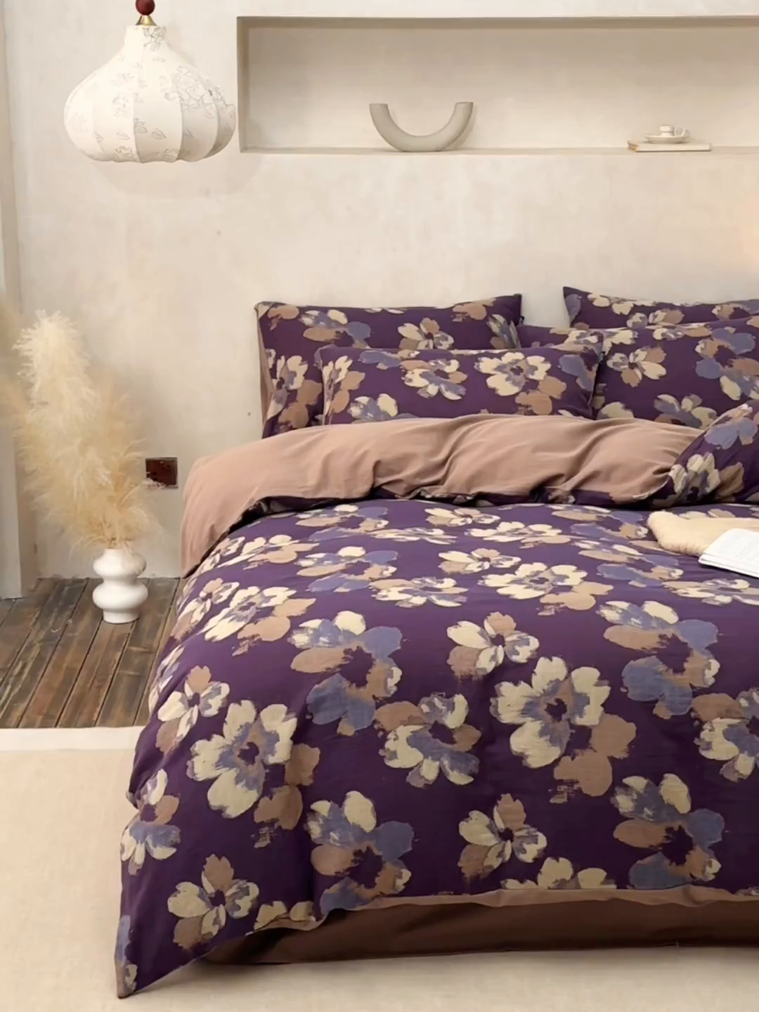 91家纺网 家纺一手货源 找家纺 宜代光年 2025新款彩色色织大提花纱布四件套 南湘-咖