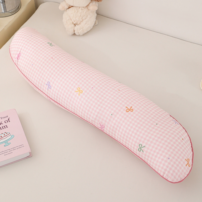 芯奇想 2025新款伴睡枕小朋友分房推荐全棉豌豆荚长抱枕双人长枕 蝴蝶结