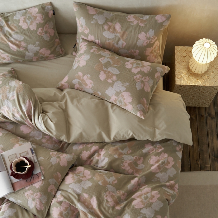 91家纺网 家纺一手货源 找家纺 宜代光年 2025新款彩色色织大提花纱布四件套 南湘-绿