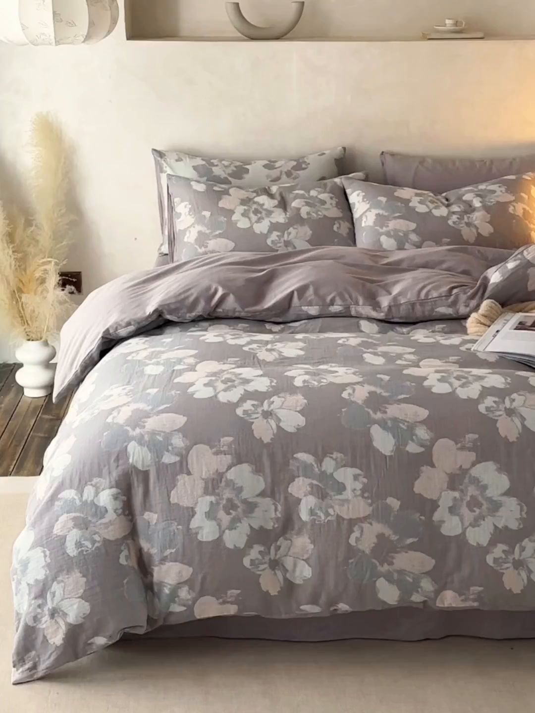 91家纺网 家纺一手货源 找家纺 宜代光年 2025新款彩色色织大提花纱布四件套 南湘-绿