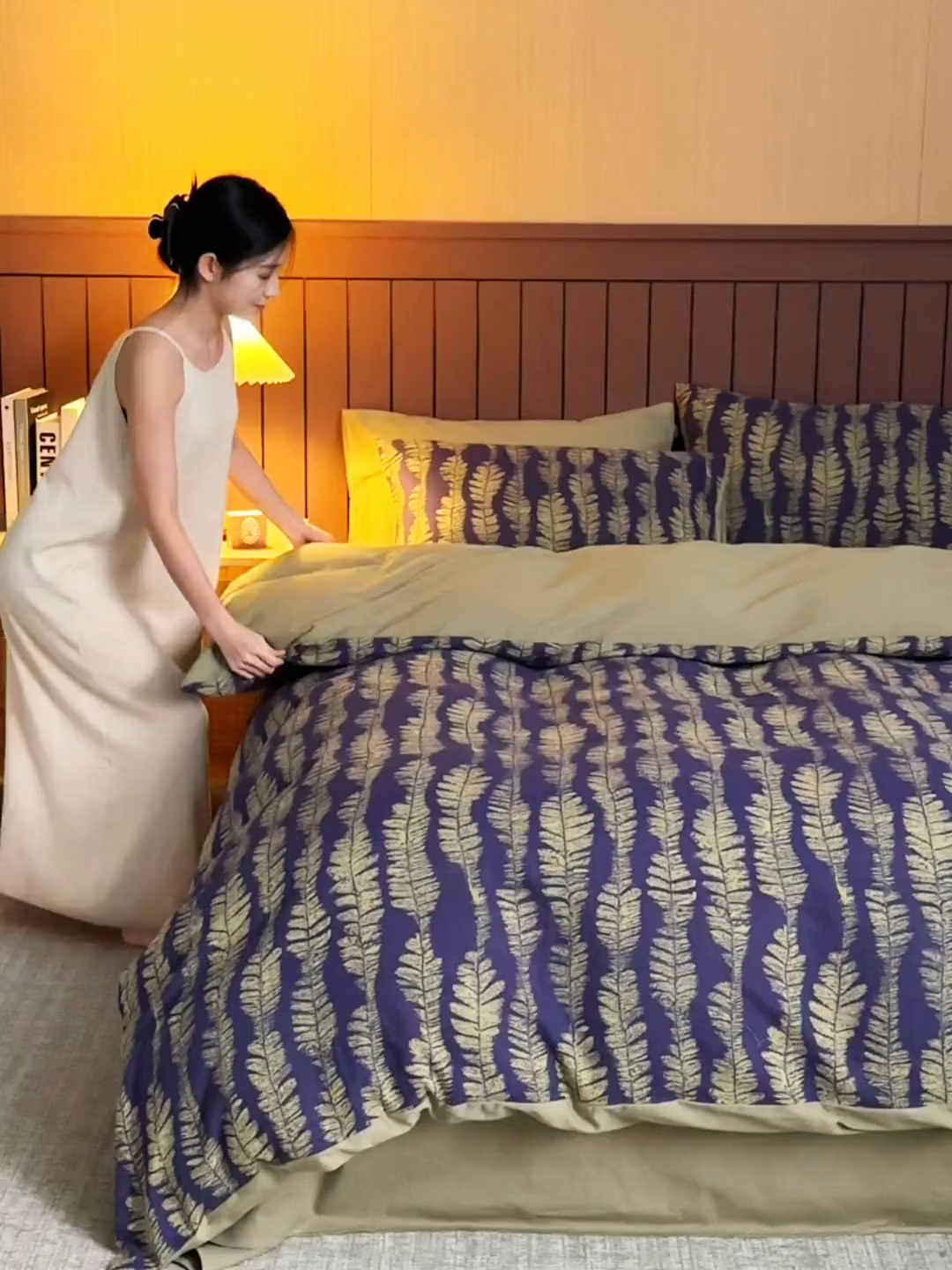 91家纺网 家纺一手货源 找家纺 宜代光年 2025新款彩色色织大提花纱布四件套 曲之遥