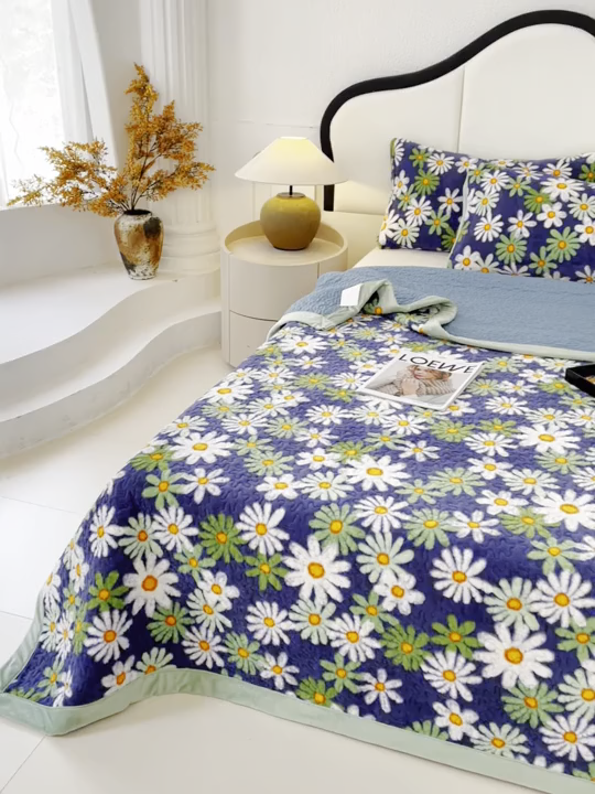 91家纺网 家纺一手货源 找家纺 大渔生活 2025新款高克重牛奶绒夹棉床盖单床盖床盖单件 秘密庄园