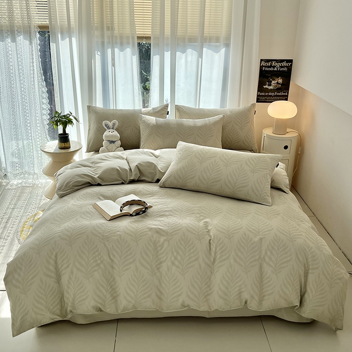 91家纺网 家纺一手货源 找家纺 宜代光年 2025新款60S水洗棉单被套 叶之舞