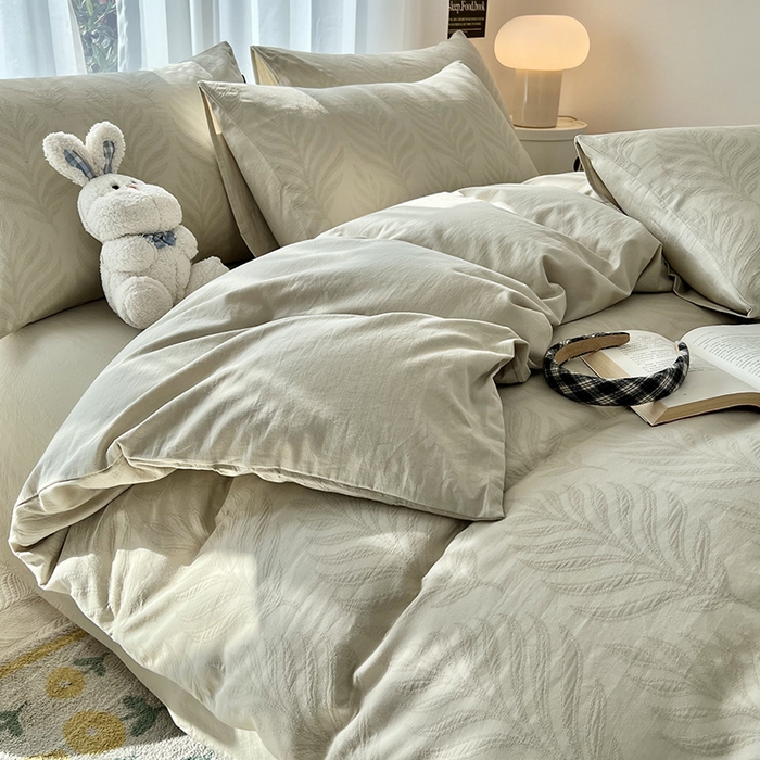 91家纺网 家纺一手货源 找家纺 宜代光年 2025新款60S水洗棉单被套 叶之舞