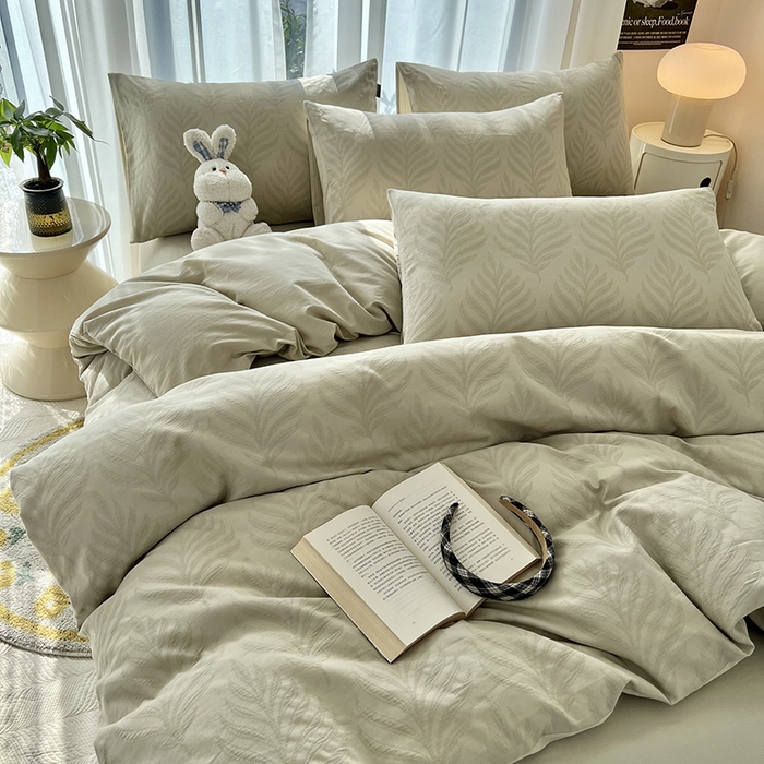 91家纺网 家纺一手货源 找家纺 宜代光年 2025新款60S水洗棉单被套 叶之舞