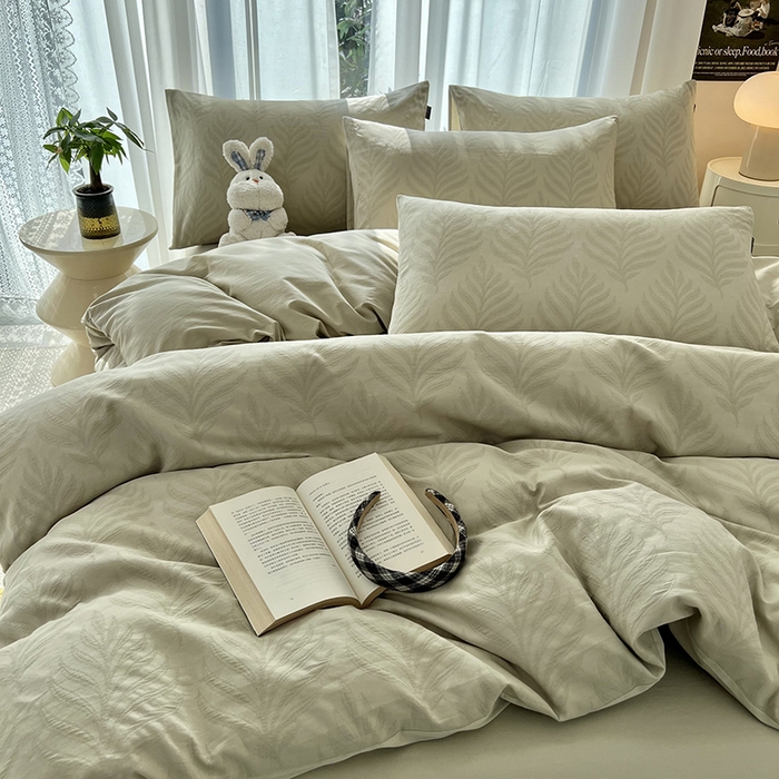 91家纺网 家纺一手货源 找家纺 宜代光年 2025新款60S水洗棉单被套 叶之舞