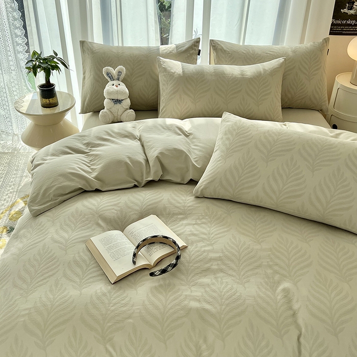 91家纺网 家纺一手货源 找家纺 宜代光年 2025新款60S水洗棉单被套 叶之舞